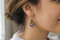 KC Diamonds crown shield earrings in pink, worn